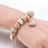 New Panjia Style Gold-Plated Beaded Bracelet with Full Diamond Love Design