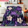 One Floral and Botanical Purple Painted Art Design 2D Printed Flannel Throw Blanket Suitable for Sofas and As a Camping Blanket Fo