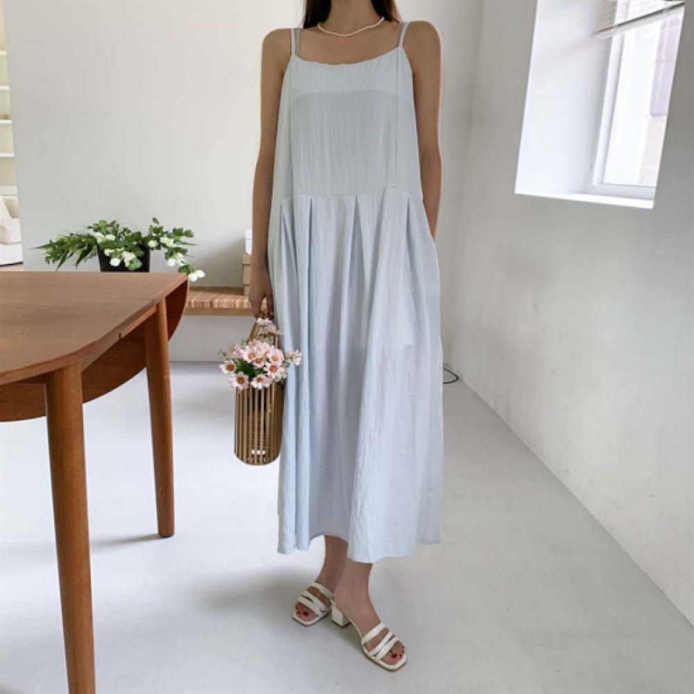 New Arrivals Open Run Women Polyester Shoulder Strap Flare Long Dress Oversized