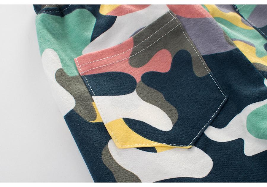 2024 Summer Korean Style Boys' Camouflage Mid-Length Shorts