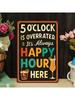 Retro 5 Uhr Metall Wandkunst Vintage Bar Dekor Schild