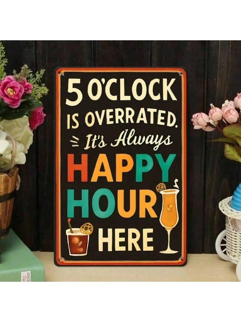 Retro 5 Uhr Metall Wandkunst Vintage Bar Dekor Schild