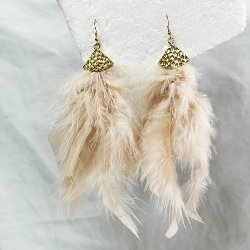 Handmade Bohemian Feather Earrings User Friendly Materials Lightweight Drop Ear Hooks Jewelry Gift
