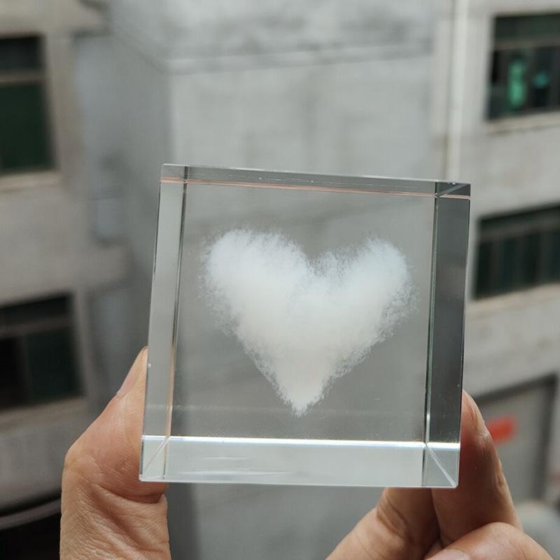 Crystal Transparent Glass Stone Carved Clouds Dandelion Rain Sun Love White Embryo Decoration. Best Choice for Gift Giving