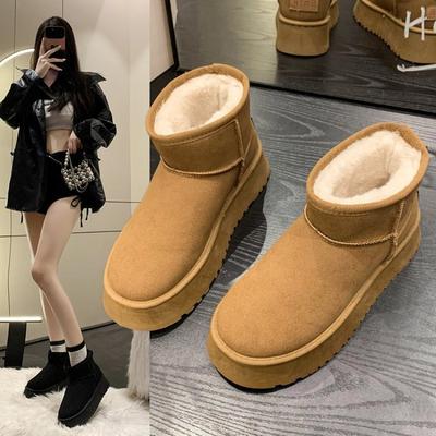 Autumn and Winter New Cotton Shoes Women's Warm Fashion Versatile Thick-soled Matte Surface Piled Thickened Fluffy Snow Boots