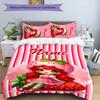 3pcs Strawberry Princess2 Cover Set - Personalized Name, HD Printed Bedding with 1 Cover and 2 Pillowcases - Perfect for Home Decor, Easy Care