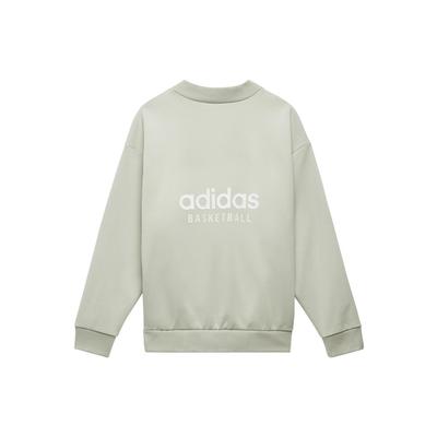 Adidas Originals Trefoil Basketball Series Crew Neck Sweater, Soft Comfortable Casual Unisex Pullover Halo Green IA3434