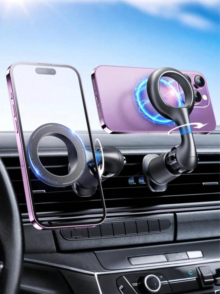 Magnetic Car Phone Holder-Adjustable Ball Joint, 360° Rotation, Strong Neodymium Magnet & Built-in Magnetic Ring, Universal Fit