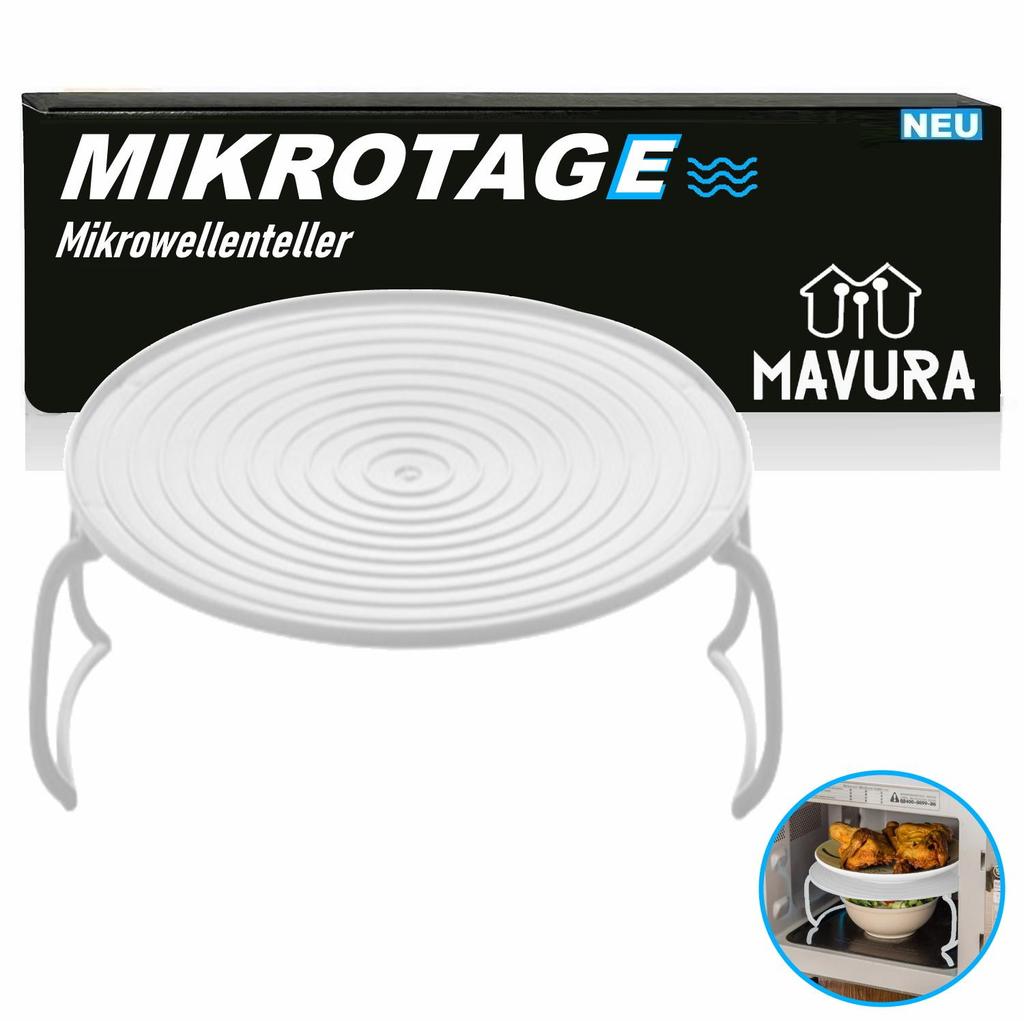 MIKROTAGE Microwave Tiered Stand Stacker Tray Microwave Plate Tier White