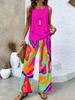 Womens Sleeveless Double Layer Pantsuit With 3d Print For Summer Casual Wear