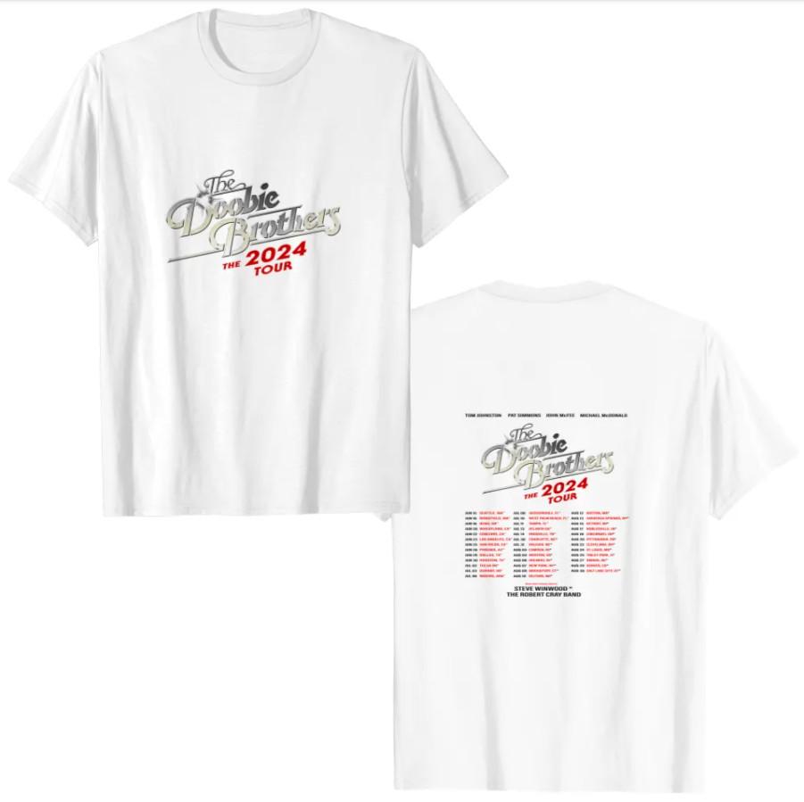 The Doobie Brothers 2024 Tour T-Shirt – Heavyweight White Concert Tee for Men