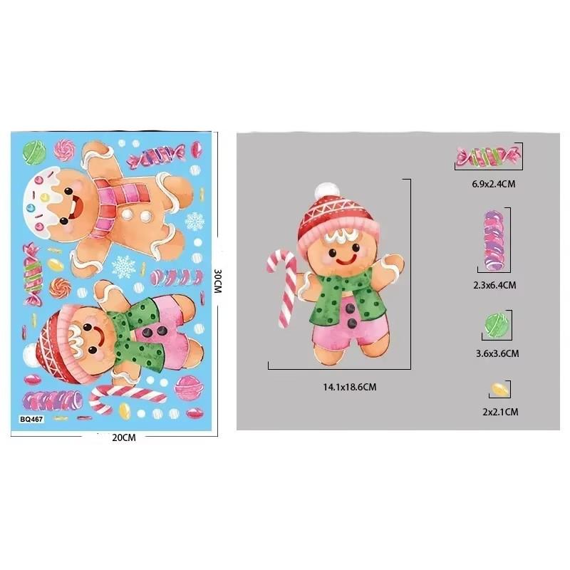 Christmas Pink Santa Claus Stickers Xmas Ball Garlands Bell Snowman Static Stickers Merry Christmas Decor Happy New Year