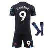 Set Maglia da Calcio Nera Man City Haaland N.9 per Bambini, Maglia Sportiva Traspirante ad Asciugatura Rapida, Abbigliamento da Allenamento Calcio per Giovani