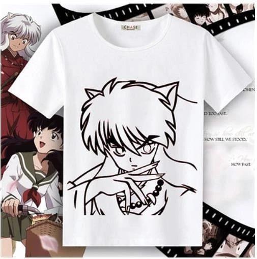 

InuYasha Cosplay Anime Manga T-Shirt Tee White Costumes Polyester New 4XL