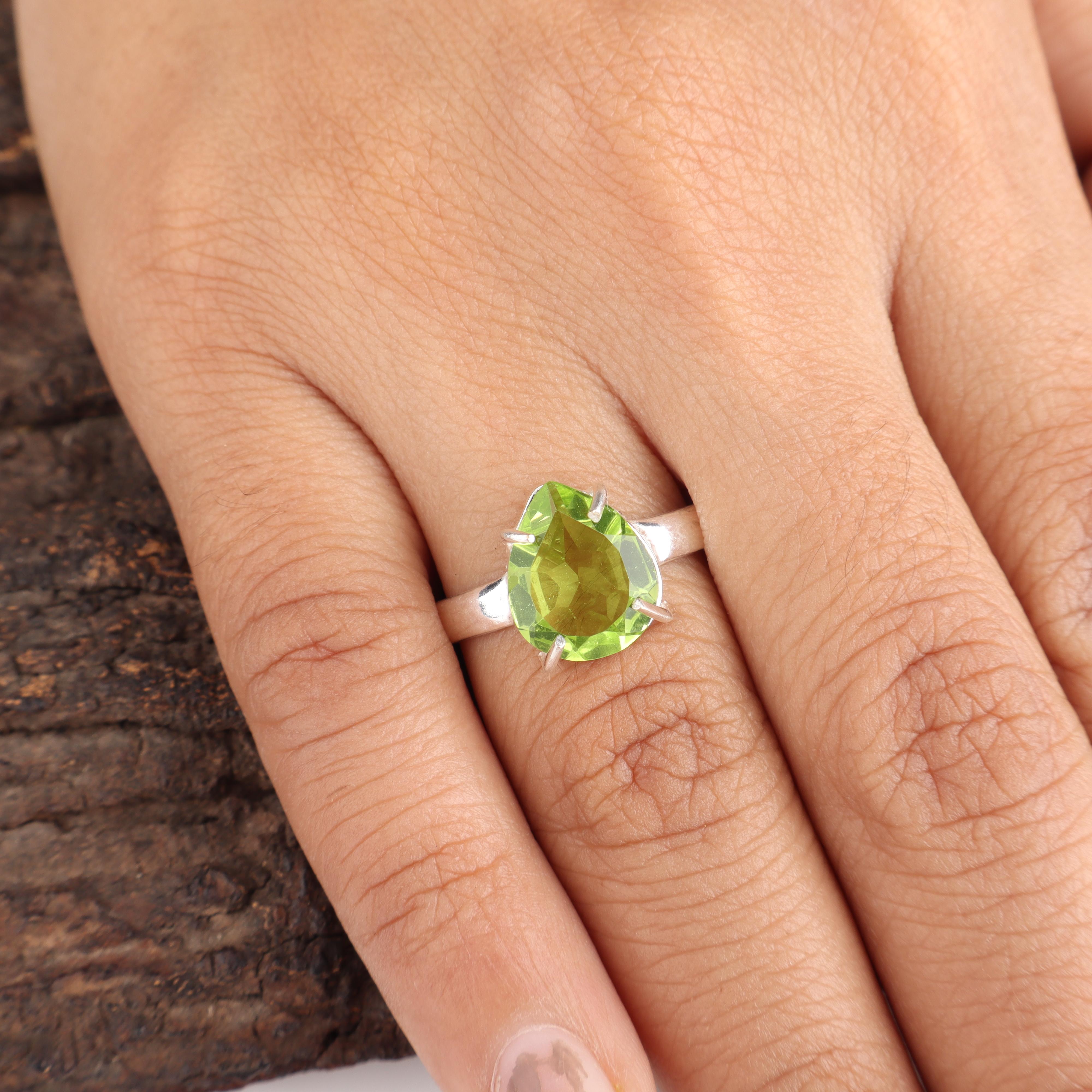 

Peridot Gemstone 925 Stamped Silver Designer Handmade Jewelry Ring Anniversary Gift RR-81-10 13