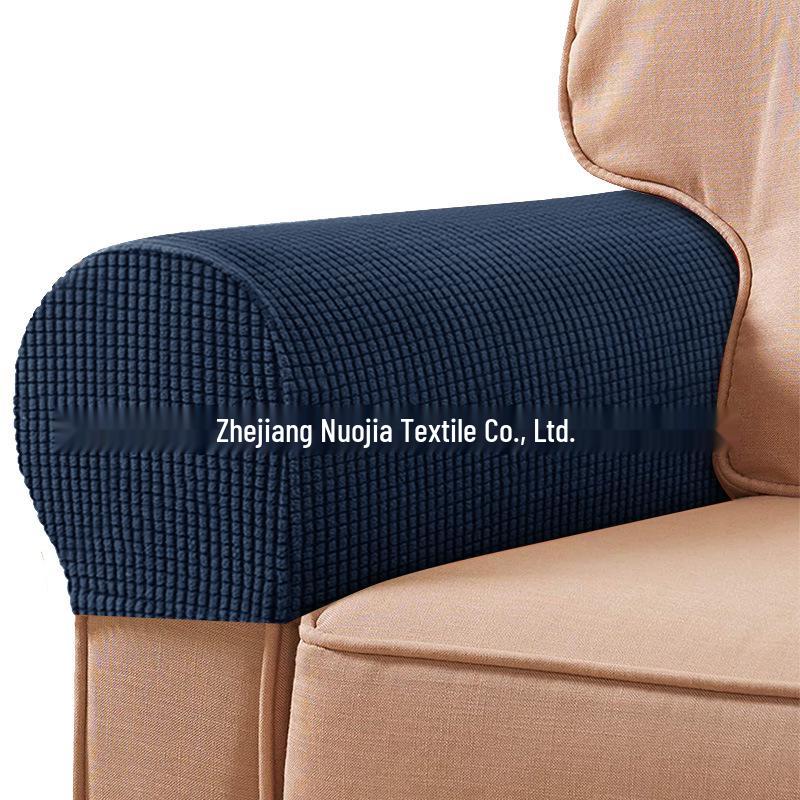Plaid Stretch Sofa Armrest Cover: Thickened, Anti-Dirt, Solid Color Protector.