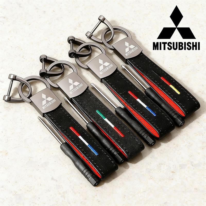 Suede Car Keychain Pendant for Mitsubishi Lancer Ex Mirage V33 Outlander Delica Pajero Galant Eclipse Key Rings Ke Chain Holder QC3