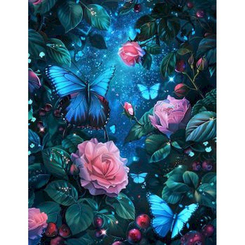 Full Round Diamond Embroidery Butterfly Cross Stitch Picture Rhinestones Flower Mosaic Painting Handmade Gift For Home D