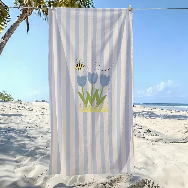 Pink Checkerboard Fish Print Beach Towel Retro Sketch Style Quick Dry Soft Absorbent Sand Free Towel for Summer Pool Travel