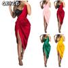 Fashion Summer Spring Solid Color Print Short Sleeve V-Neck Casual Dresses