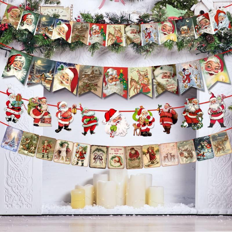 Santa Claus Snowman And Reindeer Christmas Party Banner Decorative Alphabet Banner For Festive Decor