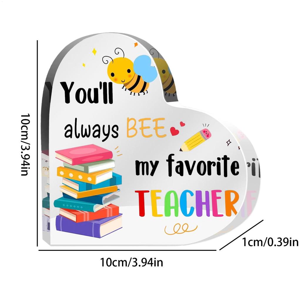 Teacher Sign 2-Piece Heart Shape Acrylic Teacher Sign Inspirational Table Decorations For Farewell Congratulations Christmas