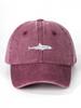 Washed Cotton Baseball Cap With Shark Embroidery, Adjustable Casual Dad Hat For Adults