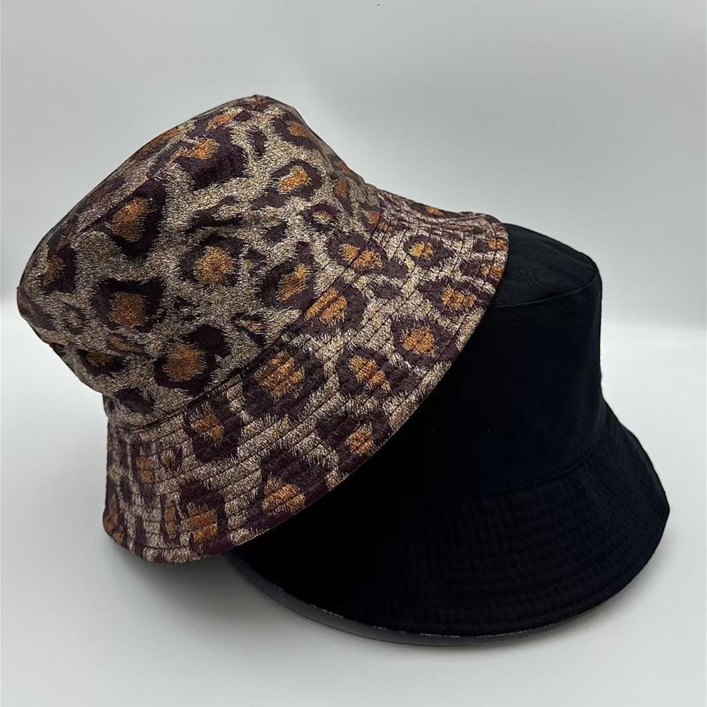 Bucket Hat Women Men Leopard Print Hip Hop Dance Party Outdoor Sunshade Casual Sun Hat Double Sided Spring Summer New