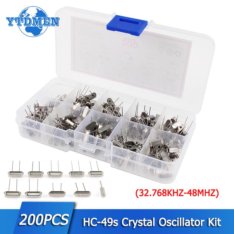 

200PCS Crystal Oscillator HC-49S Resonator Ceramic Quartz Resonator Kit 32.768KHz 4MHz 6MHz 8MHz 12MHz 16MHz 24MHz 48MHz білий