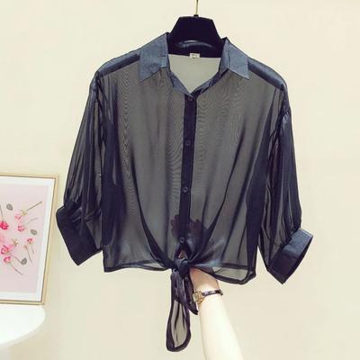 Bluse Damen Strandstil Sexy Halbarmmantel Chiffon Top Schal Sonnenschutz Kleidung Klimaanlage Strickjacke