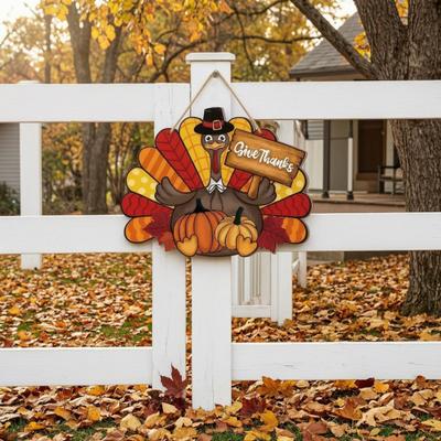 Yousheng Thanksgiving Holzschild, Truthahn und Kürbis Willkommens Wandbehang Dekoration mit „Dankbar sein“, Rustikale Bauernhaus Herbst Ernte Dekoration für