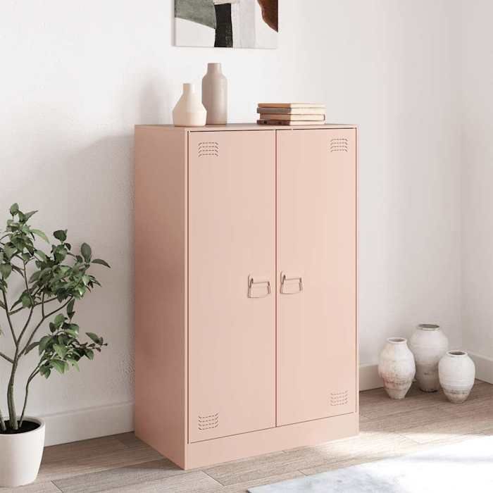 VidaXL Buffet Pink 67x39x107 Cm Steel, Cabinet, Sideboard, Storage Cabinet, Cabinets, Cupboard, Highboard, 841662