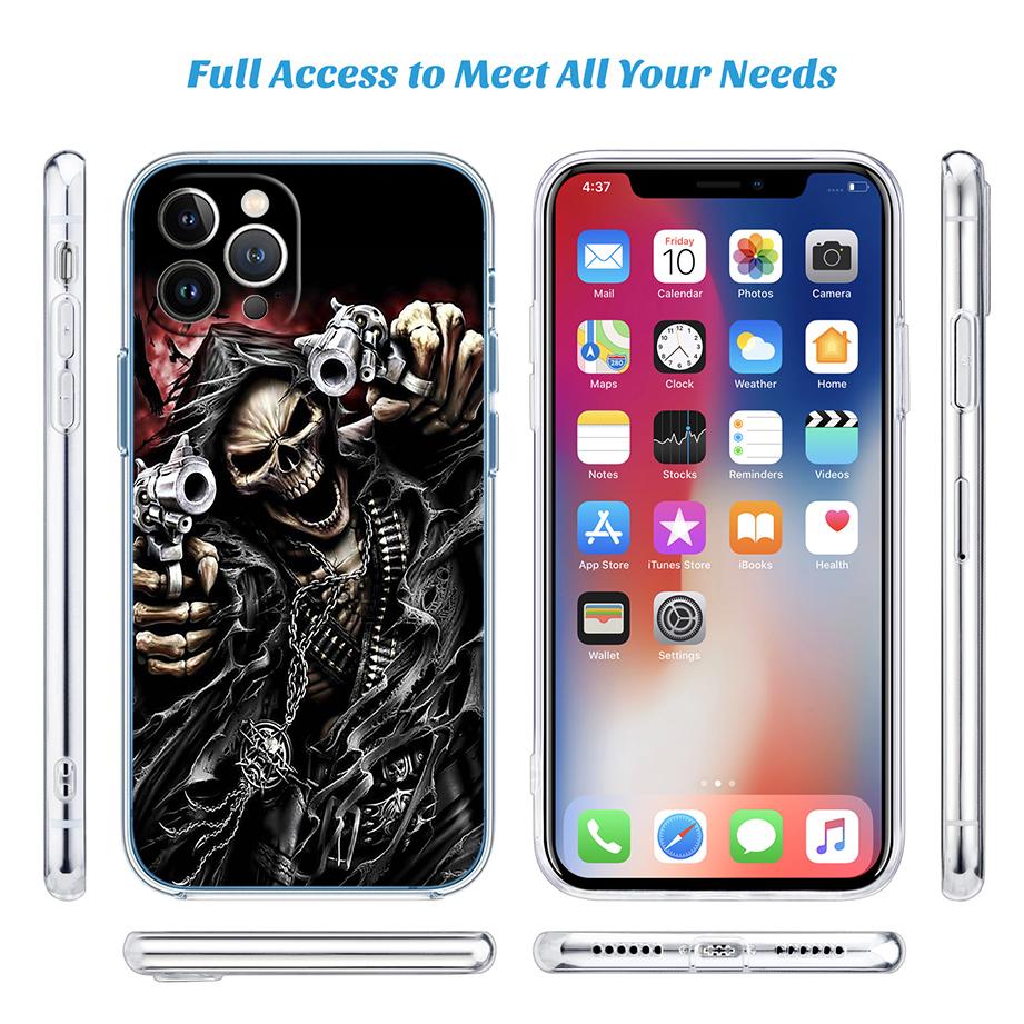 Grim Reaper Skull Transparent Phone Case for Samsung Galaxy A04 A04S A14 A23 A34 A54 M23 M33 M52 M53