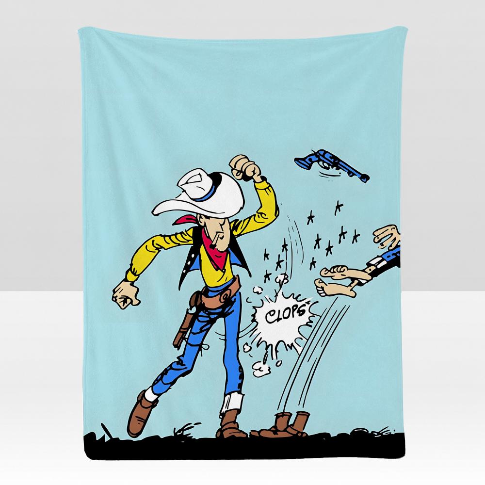 Comic LLucky LLuke Weiche Flanelldecke für Bett Schlafzimmer Sofa Picknick Überwurf Hautfreundlich Atmungsaktiv Geschenk Decke
