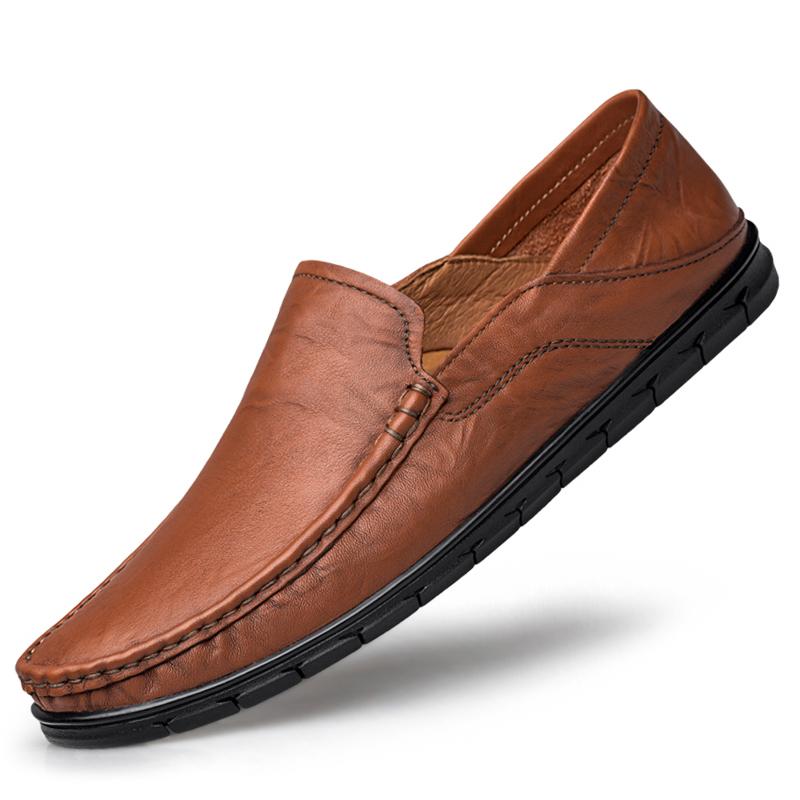 

Мода2024 Brnad Мужская Повседневная Обувь Корейская Повседневная Мужская Обувь Однотонные Лоферы для Мужчин Обувь Натуральная Кожа Мужская Обувь Британская Мягкая 44 коричневый