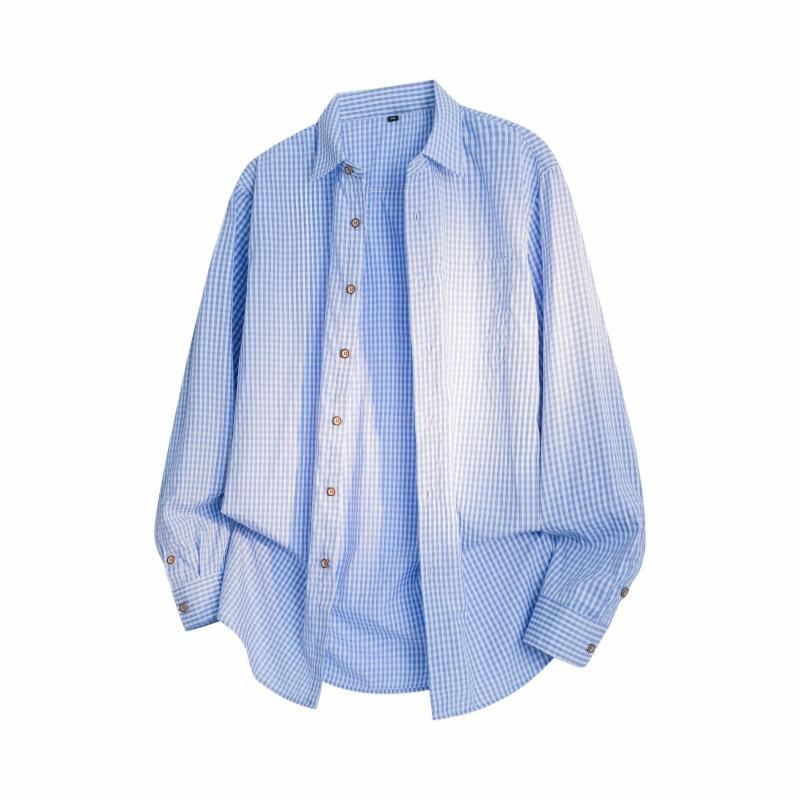 Spring And Autumn Men'S Plaid Striped Long Sleeve Shirt Men'S Loose Casual Shirt Jacket