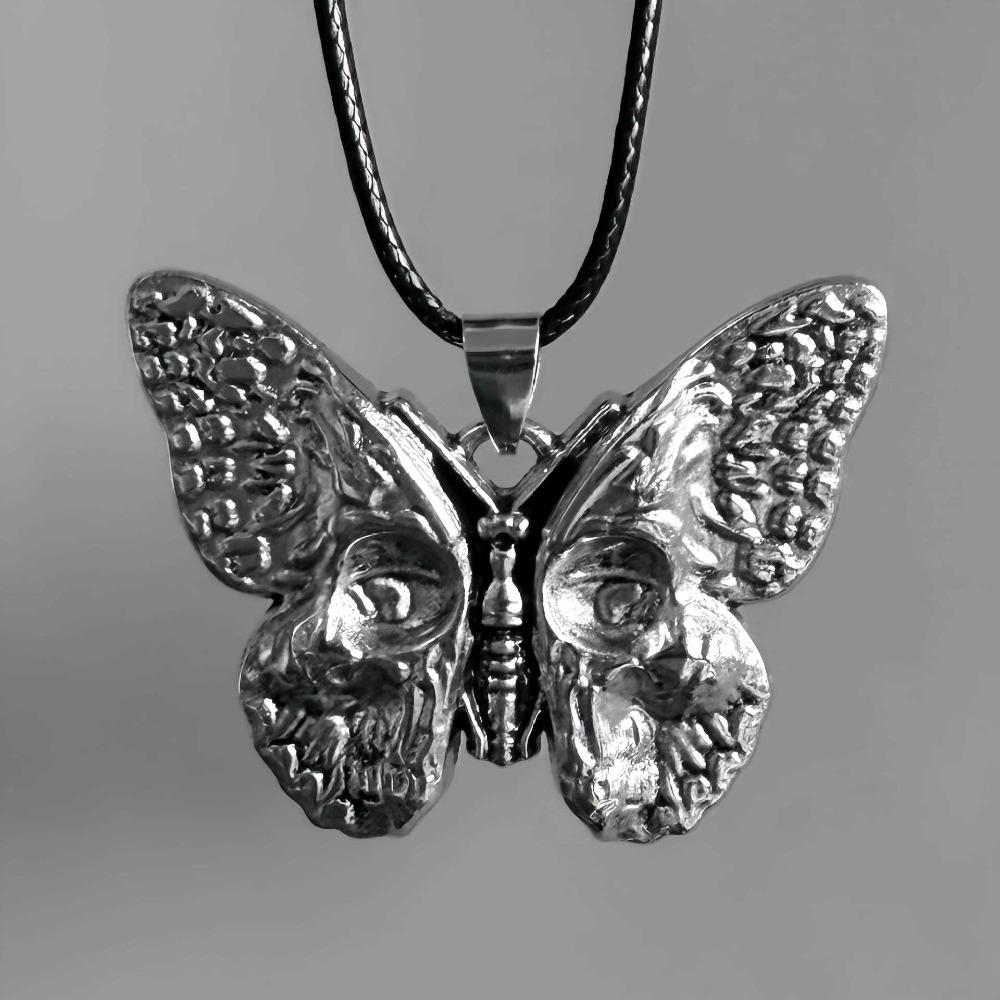 

Gothic Retro Gun Black Skull Ghost Face Spotted Butterfly Pendant Necklace for Women Halloween Party Jewelry Accessories Gifts