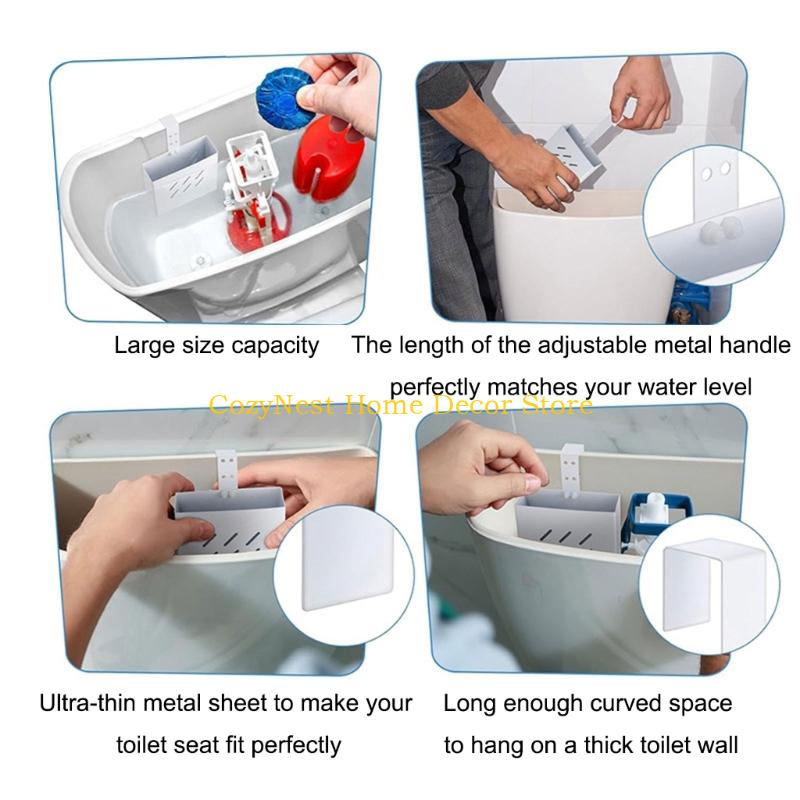 92MF Adjustable Toilet Cistern Cleaning Tablets Holder Practical 304 Nonrust Steel Mount No Tools Needed Secure Water Tanks Fit