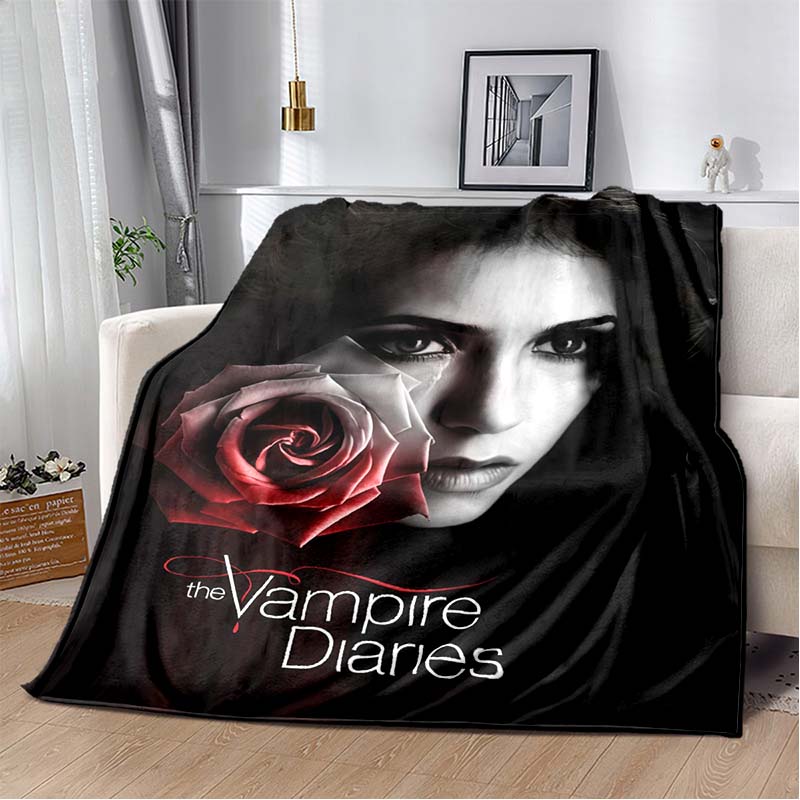 The Vampire Diaries Elena Poster Print Soft Flannel Throw Blanket Lightweight Warm Sofa Couch Bed Home Decor Cover For Vampire Diaries TV Show Fans 80cm x 120cm