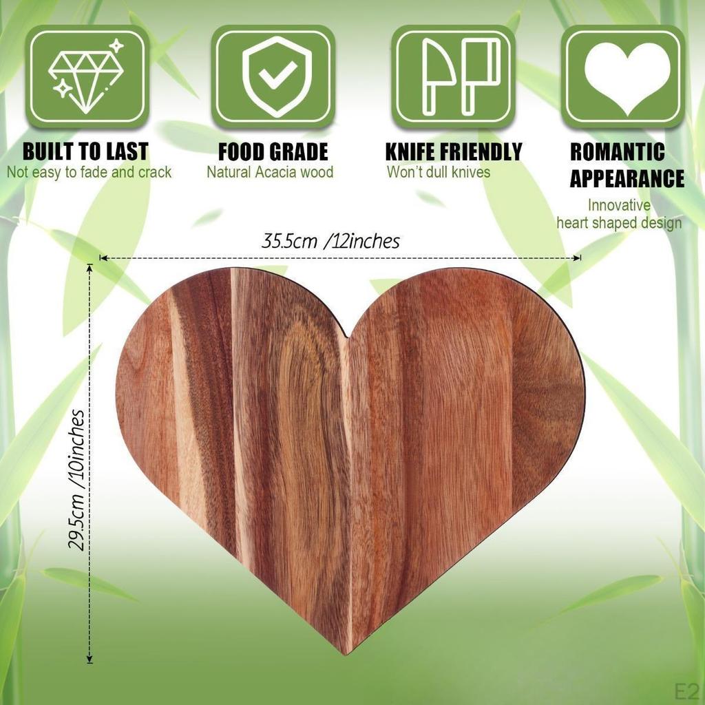 Holz Schneidebrett in Herzform 35,5x29,5cm Tragbar Robust Multifunktional für Valentinstag