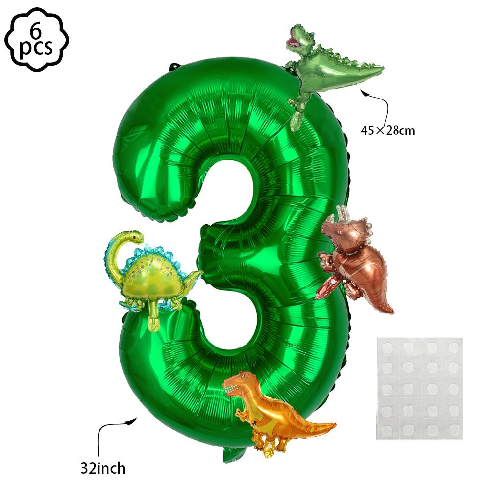 6pcs Dinosaur Theme Balloon Dinosaur birthday Balloon Number Balloon set boys birthday decor Dinosaur birthday party decoration 32inch