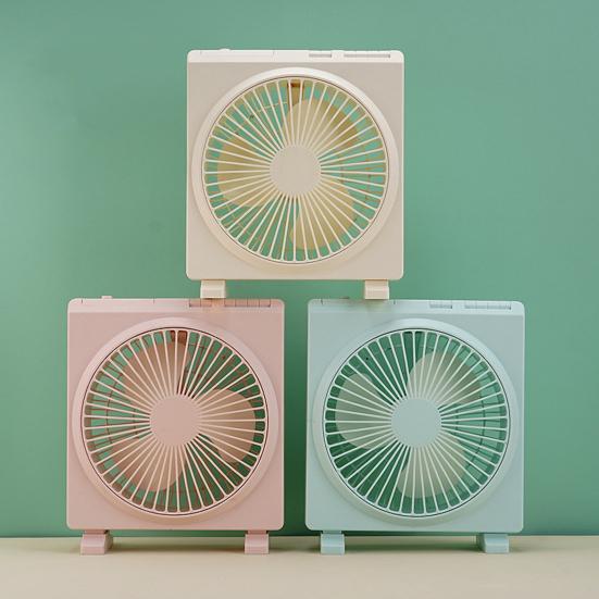 Square Desk Fan USB Rechargeable Low Noise Strong Wind Personal Fan Home Office Travel Outdoor Portable Electric Cooling Fan