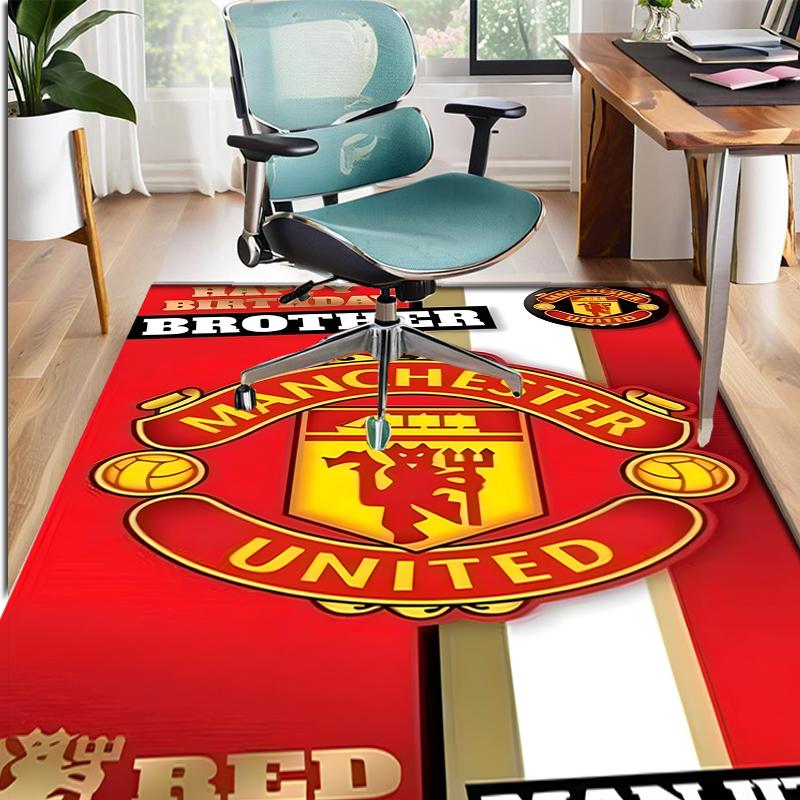 Tappeto con Fantasia Manchester United F.C., Tappetino da Interno/Esterno, per Picnic, Sala Giochi, Camera da Letto, Ufficio, Soggiorno, Tappeto Decorativo per la Casa, Regalo di Compleanno