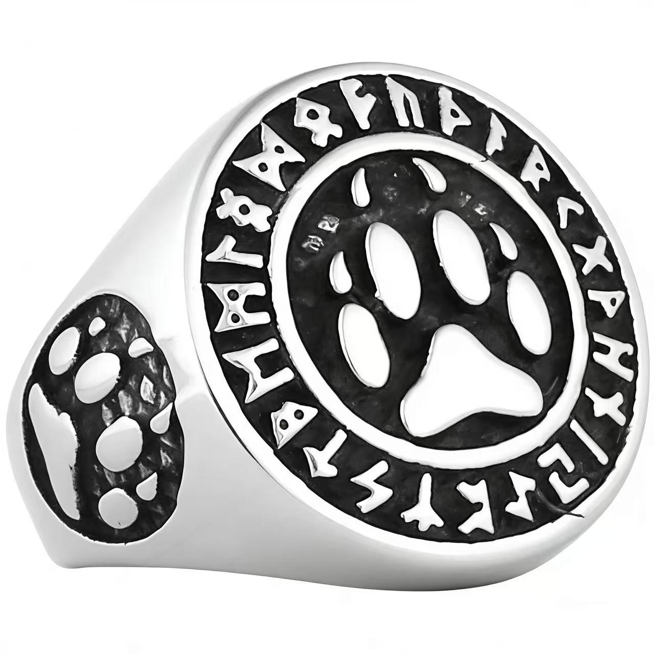 316L Stainless Steel Viking Style Rune Bear Claw Ring for Men Male Finger Jewelry Accessories 8
