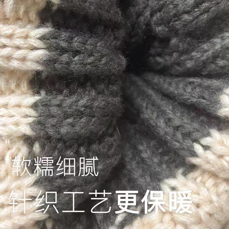 Women S Thick Yarn Slouchy Knit Hat Large Head Size Ear Flap Warm Cold Hat