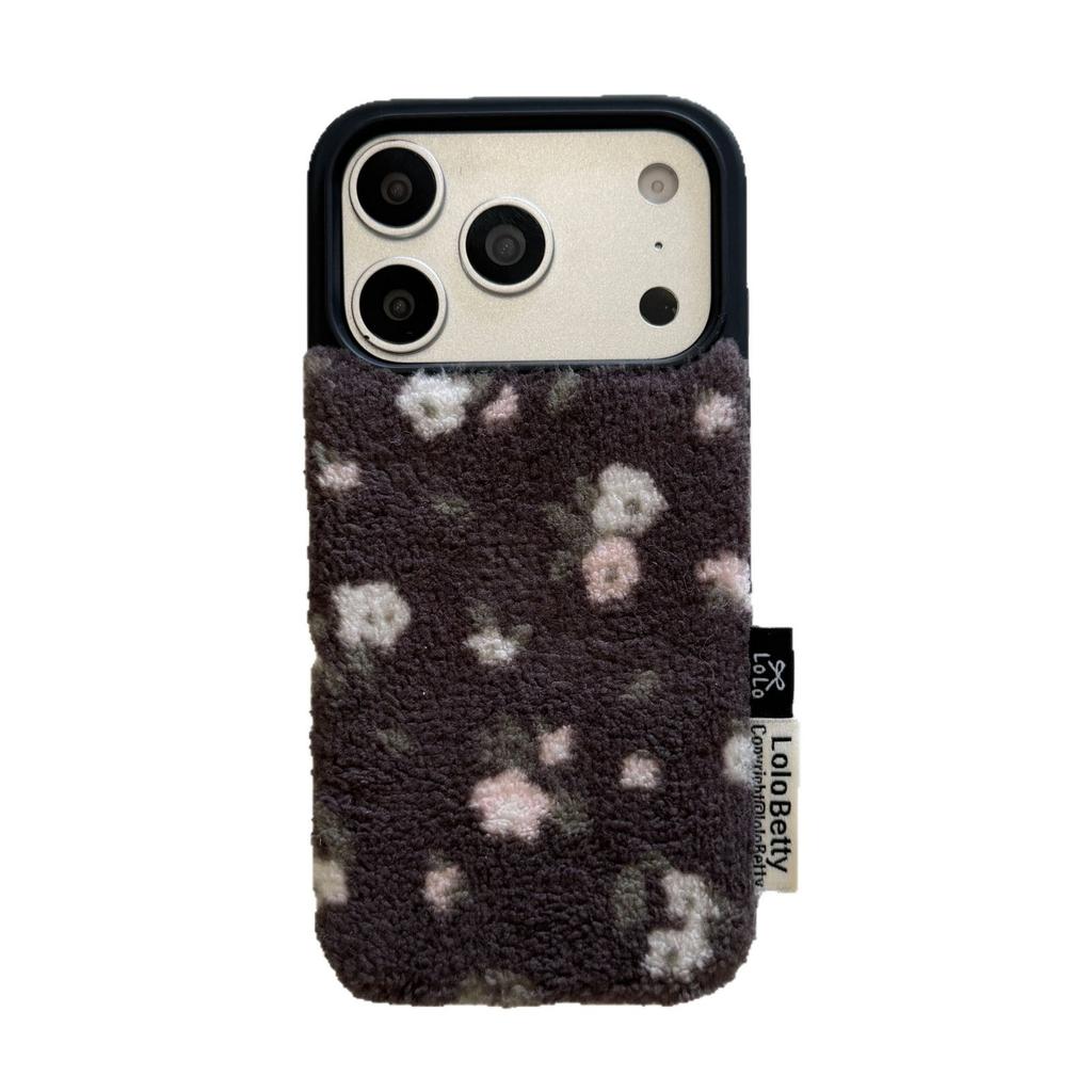 Autumn/winter velvete mini floral suitable for iPhone 17 Pro Max phone case, iPhone 16 influencer 15/14/13 full coverage