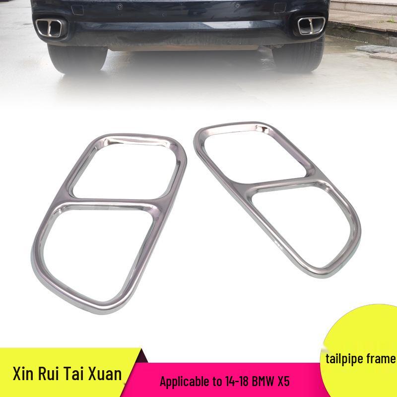 Stainless Steel Silver Exhaust Pipe Cover for 2014-2018 BMW X5 with Four-Outlets.