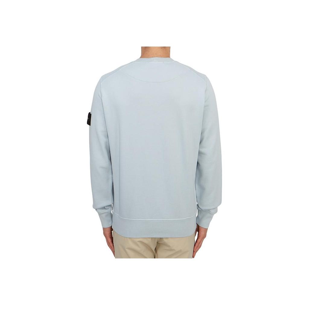 STONE ISLAND Classic Crew Neck Logo Badge Long Sleeve Pullover Sweatshirt Unisex Sweatshirt Frost-Blue 801563051-V0041
