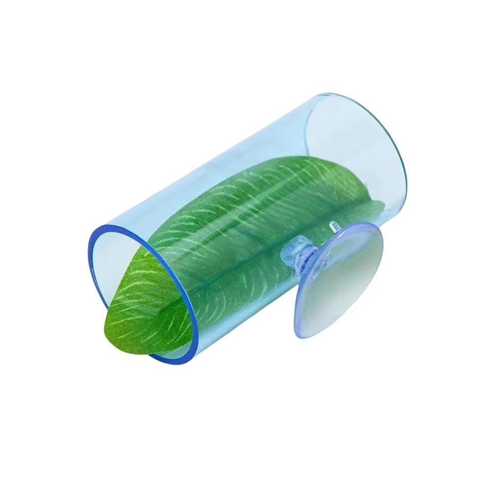 Transparent Aquarium Betta Fish Tunnel With Leaves Pad Betta Fish Tank Decorations