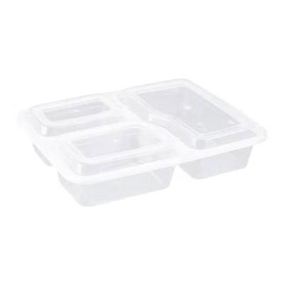 Transparent 3-Compartment Disposable Plastic Lunch Boxes